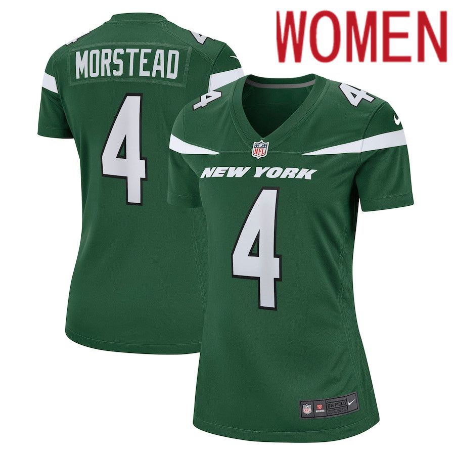 Women New York Jets #4 Thomas Morstead Nike Gotham Green Game NFL Jersey->women nfl jersey->Women Jersey